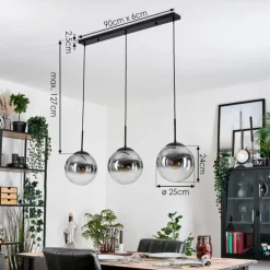 Gastor Suspension, Boule lumineuse Noir, 3 lumières
