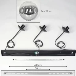 Gastor Suspension, Boule lumineuse Noir, 3 lumières