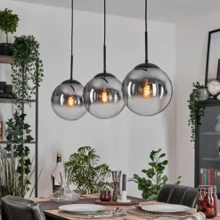 Gastor Suspension, Boule lumineuse Noir, 3 lumières