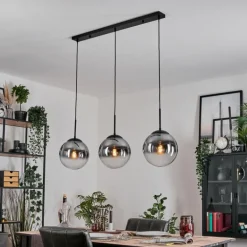 Gastor Suspension, Boule lumineuse Noir, 3 lumières