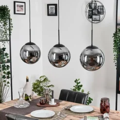 Gastor Suspension, Boule lumineuse Noir, 3 lumières