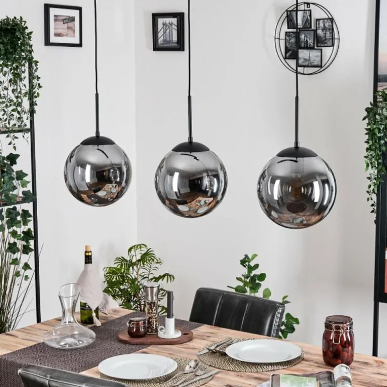 Gastor Suspension, Boule lumineuse Noir, 3 lumières