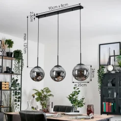 Gastor Suspension, Boule lumineuse Noir, 3 lumières