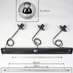 Gastor Suspension, Boule lumineuse Noir, 3 lumières