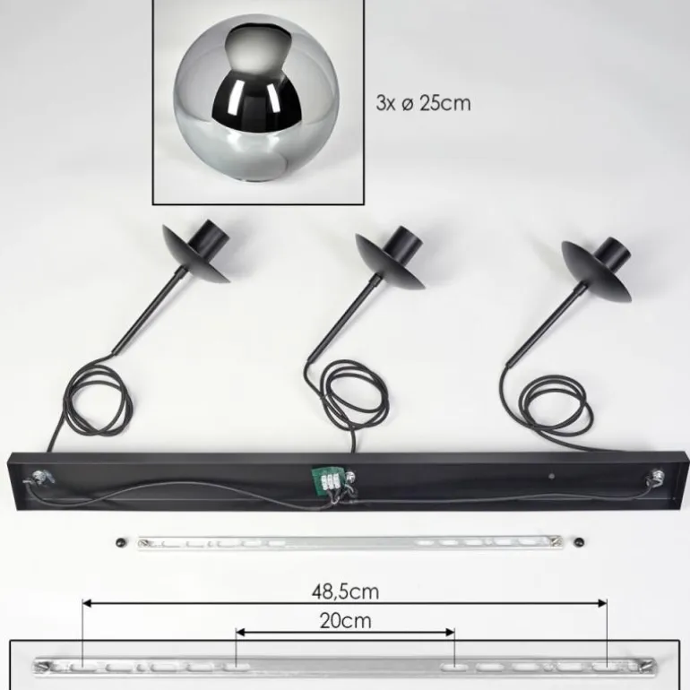 Gastor Suspension, Boule lumineuse Noir, 3 lumières