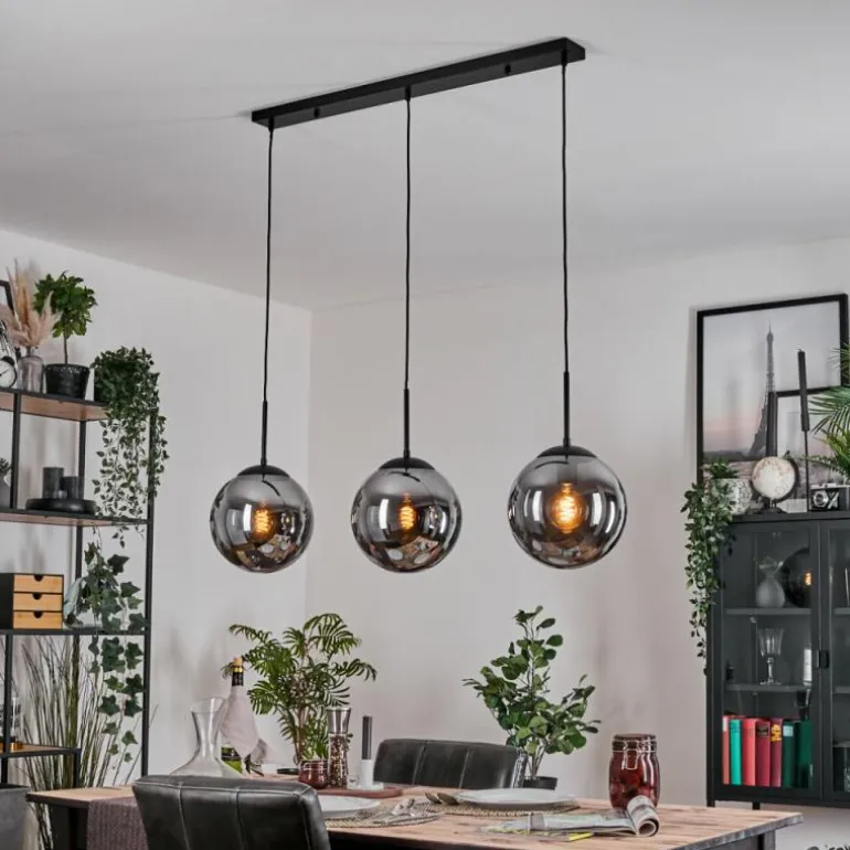 Gastor Suspension, Boule lumineuse Noir, 3 lumières