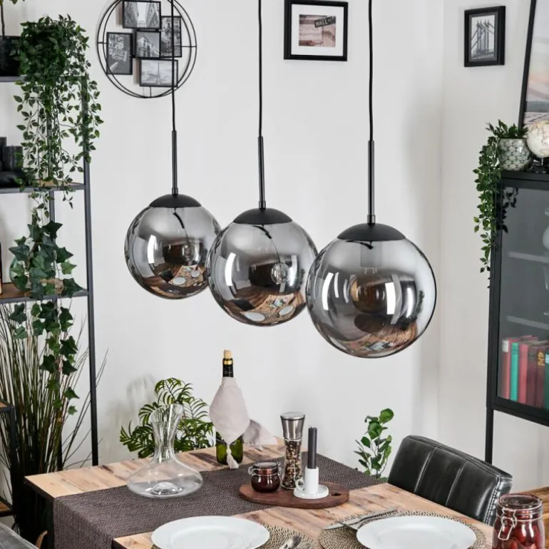 Gastor Suspension, Boule lumineuse Noir, 3 lumières