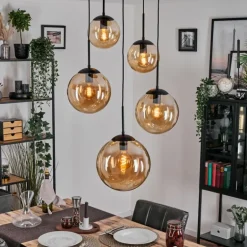 Gastor Suspension, Boule lumineuse 45 cm Noir, 5 lumières
