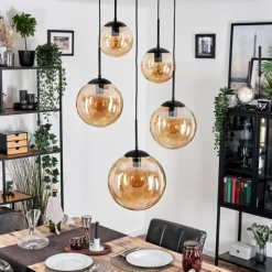 Gastor Suspension, Boule lumineuse 45 cm Noir, 5 lumières