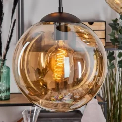 Gastor Suspension, Boule lumineuse 45 cm Noir, 5 lumières