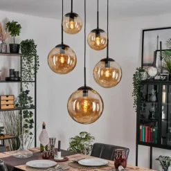 Gastor Suspension, Boule lumineuse 45 cm Noir, 5 lumières