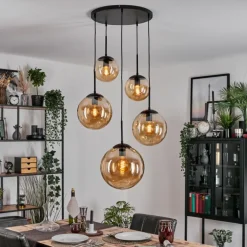 Gastor Suspension, Boule lumineuse 45 cm Noir, 5 lumières