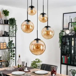 Gastor Suspension, Boule lumineuse 45 cm Noir, 5 lumières