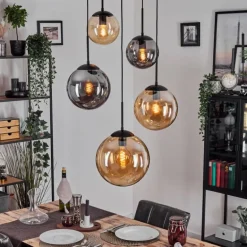 Gastor Suspension, Boule lumineuse 45 cm Noir, 5 lumières