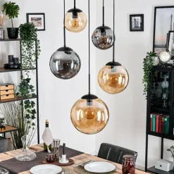Gastor Suspension, Boule lumineuse 45 cm Noir, 5 lumières