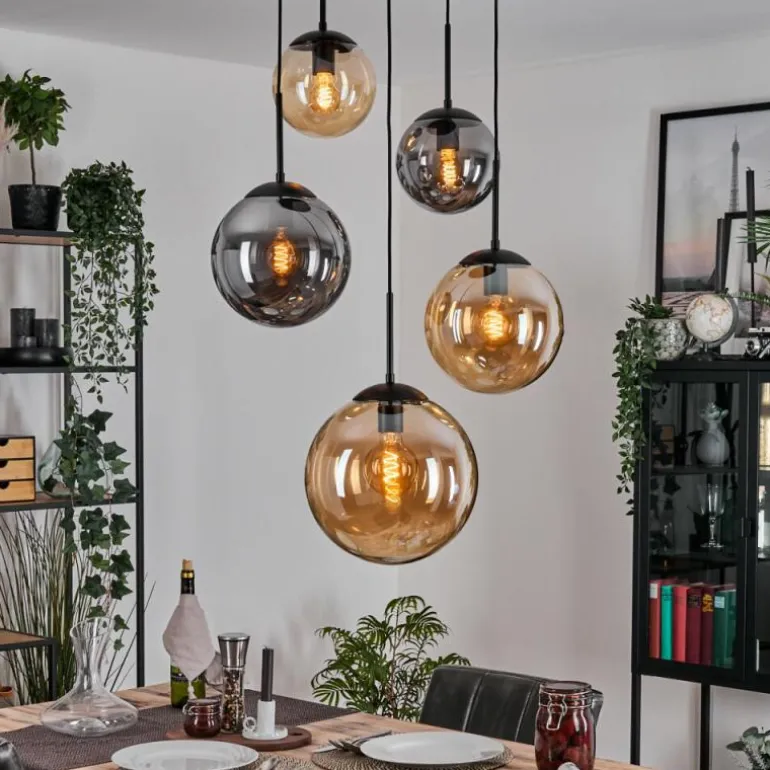 Gastor Suspension, Boule lumineuse 45 cm Noir, 5 lumières