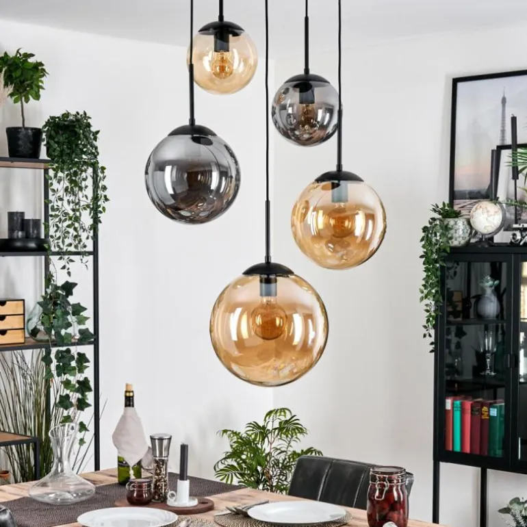 Gastor Suspension, Boule lumineuse 45 cm Noir, 5 lumières