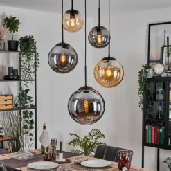 Gastor Suspension, Boule lumineuse 45 cm Noir, 5 lumières