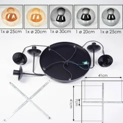 Gastor Suspension, Boule lumineuse 45 cm Noir, 5 lumières