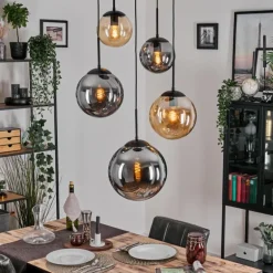Gastor Suspension, Boule lumineuse 45 cm Noir, 5 lumières