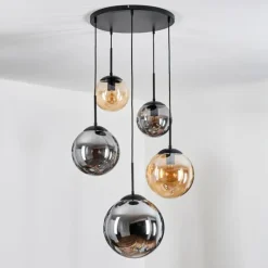 Gastor Suspension, Boule lumineuse 45 cm Noir, 5 lumières