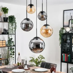Gastor Suspension, Boule lumineuse 45 cm Noir, 5 lumières