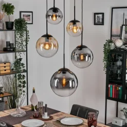 Gastor Suspension, Boule lumineuse 45 cm Noir, 5 lumières