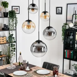 Gastor Suspension, Boule lumineuse 45 cm Noir, 5 lumières