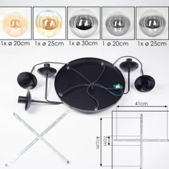 Gastor Suspension, Boule lumineuse 45 cm Noir, 5 lumières