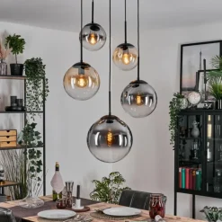 Gastor Suspension, Boule lumineuse 45 cm Noir, 5 lumières