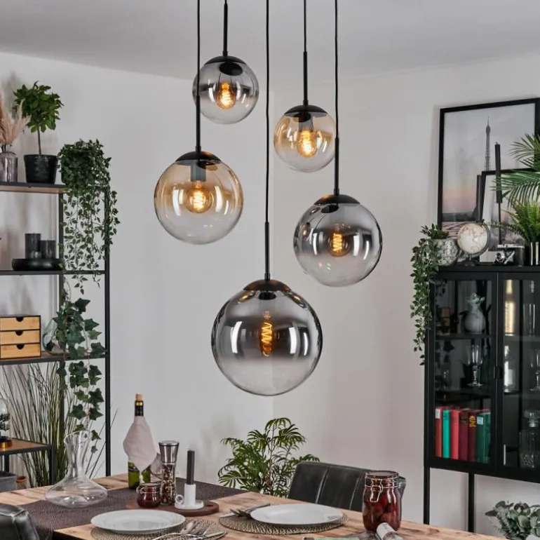 Gastor Suspension, Boule lumineuse 45 cm Noir, 5 lumières
