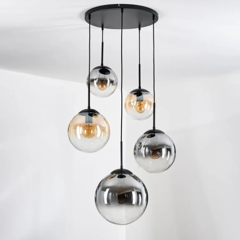Gastor Suspension, Boule lumineuse 45 cm Noir, 5 lumières