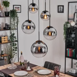 Gastor Suspension, Boule lumineuse 45 cm Noir, 5 lumières