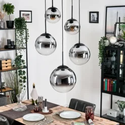 Gastor Suspension, Boule lumineuse 45 cm Noir, 5 lumières