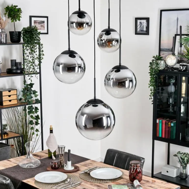 Gastor Suspension, Boule lumineuse 45 cm Noir, 5 lumières
