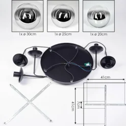 Gastor Suspension, Boule lumineuse 45 cm Noir, 5 lumières