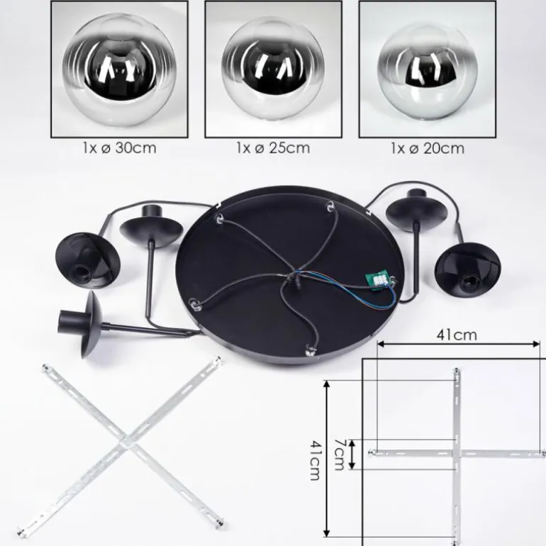Gastor Suspension, Boule lumineuse 45 cm Noir, 5 lumières