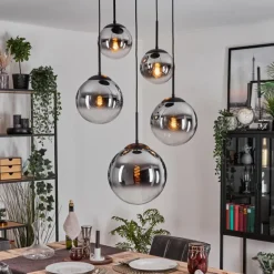 Gastor Suspension, Boule lumineuse 45 cm Noir, 5 lumières