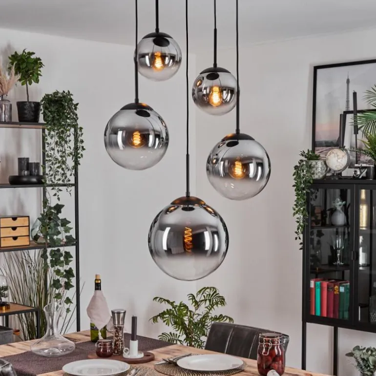 Gastor Suspension, Boule lumineuse 45 cm Noir, 5 lumières