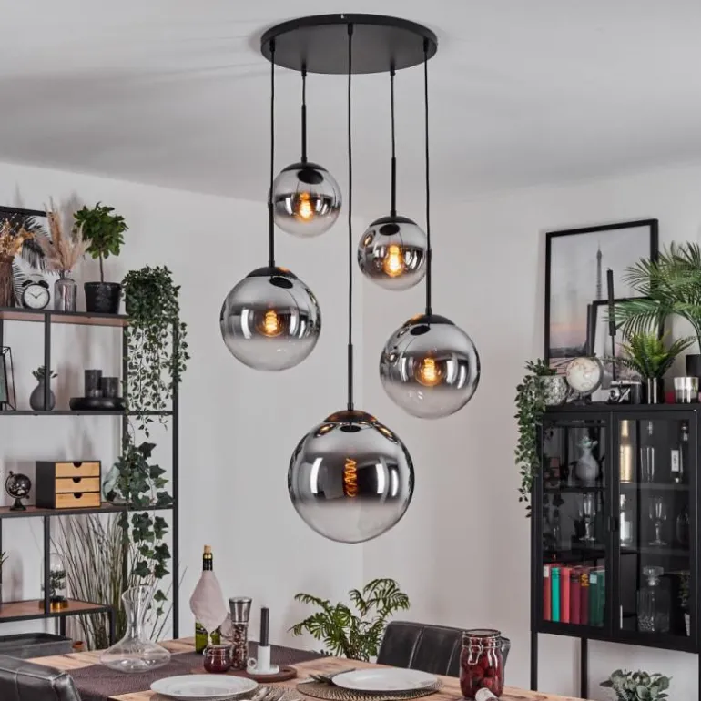 Gastor Suspension, Boule lumineuse 45 cm Noir, 5 lumières