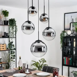 Gastor Suspension, Boule lumineuse 45 cm Noir, 5 lumières