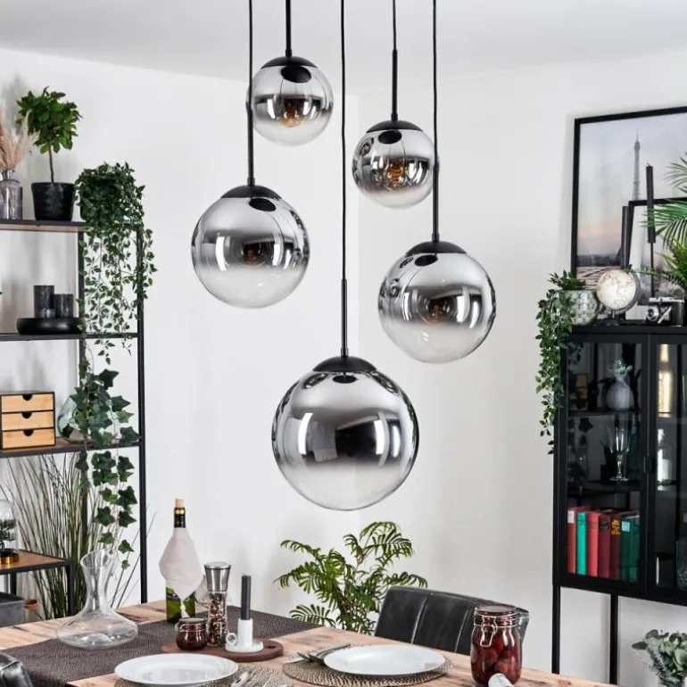 Gastor Suspension, Boule lumineuse 45 cm Noir, 5 lumières