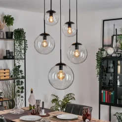 Gastor Suspension, Boule lumineuse 45 cm Noir, 5 lumières