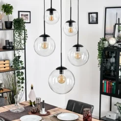 Gastor Suspension, Boule lumineuse 45 cm Noir, 5 lumières