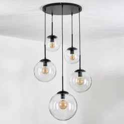 Gastor Suspension, Boule lumineuse 45 cm Noir, 5 lumières