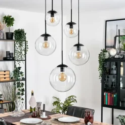 Gastor Suspension, Boule lumineuse 45 cm Noir, 5 lumières