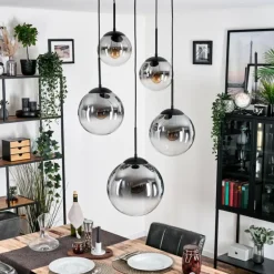 Gastor Suspension, Boule lumineuse 45 cm Noir, 5 lumières