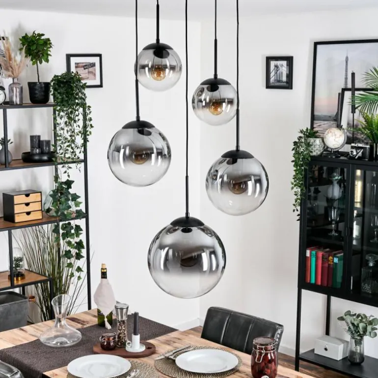 Gastor Suspension, Boule lumineuse 45 cm Noir, 5 lumières