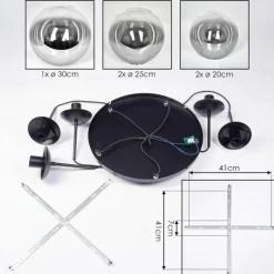 Gastor Suspension, Boule lumineuse 45 cm Noir, 5 lumières