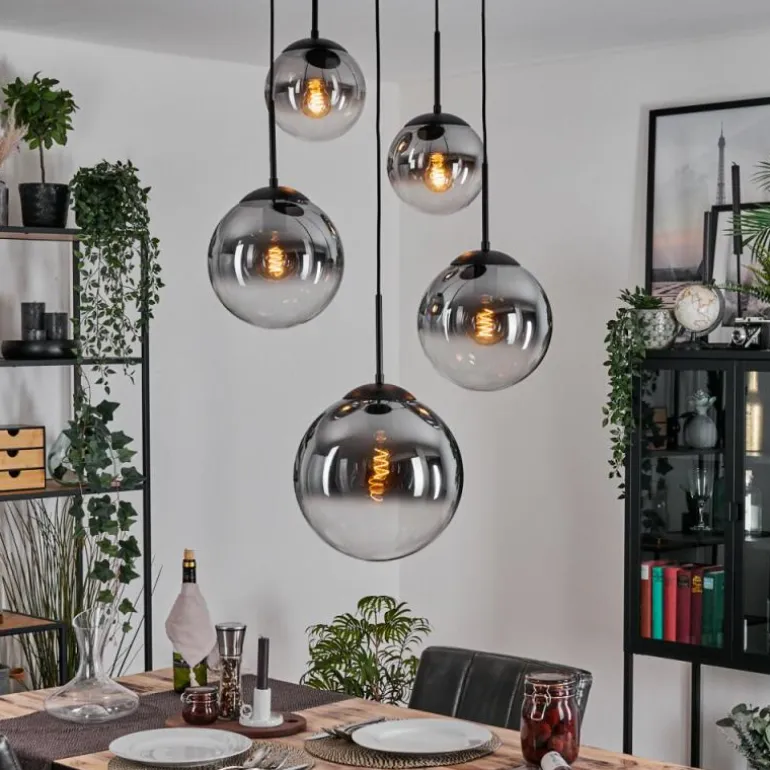 Gastor Suspension, Boule lumineuse 45 cm Noir, 5 lumières